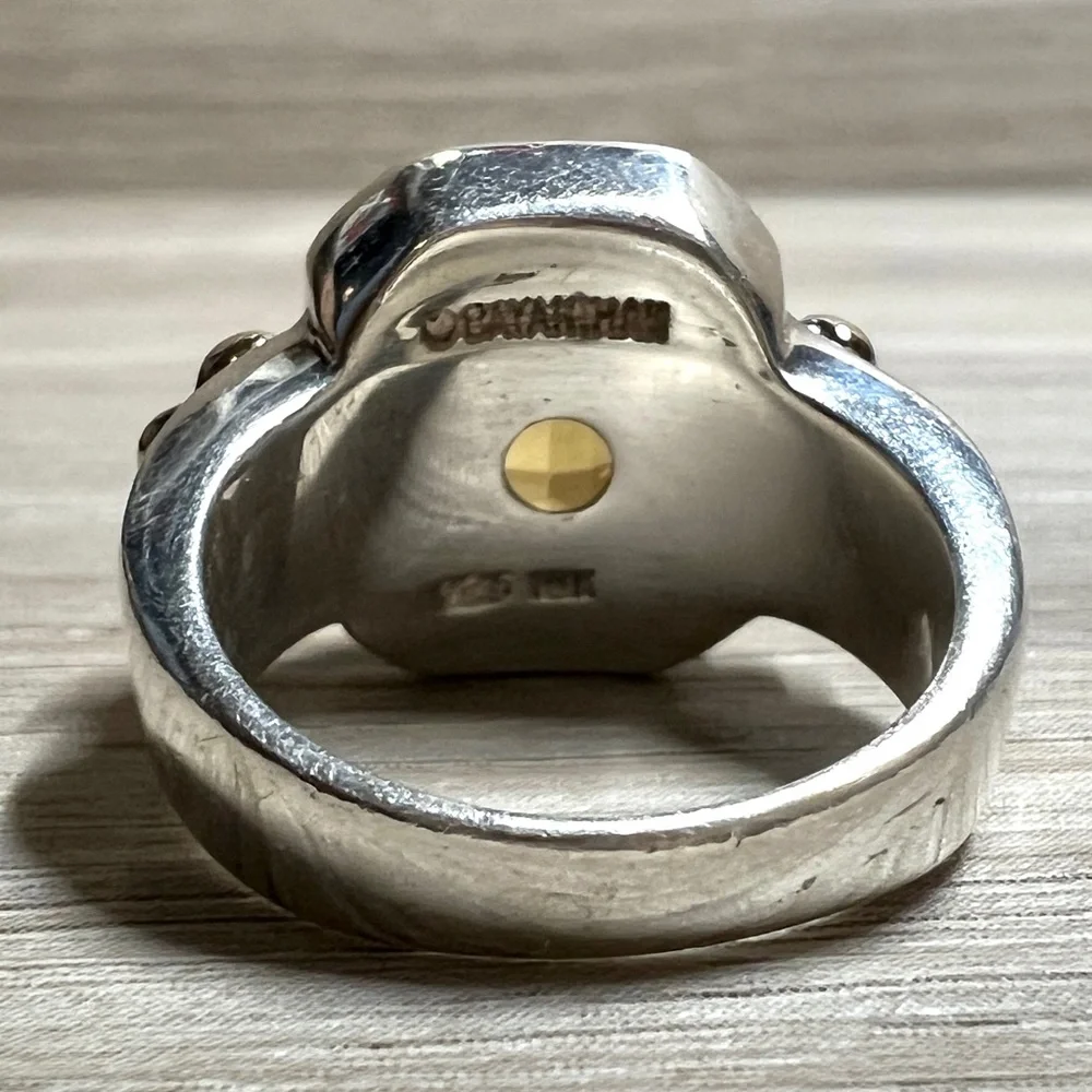 Vintage Designer Bayanihan Sterling Silver & 18K Gold Accented Citrine Ring - Picture 4 of 10
